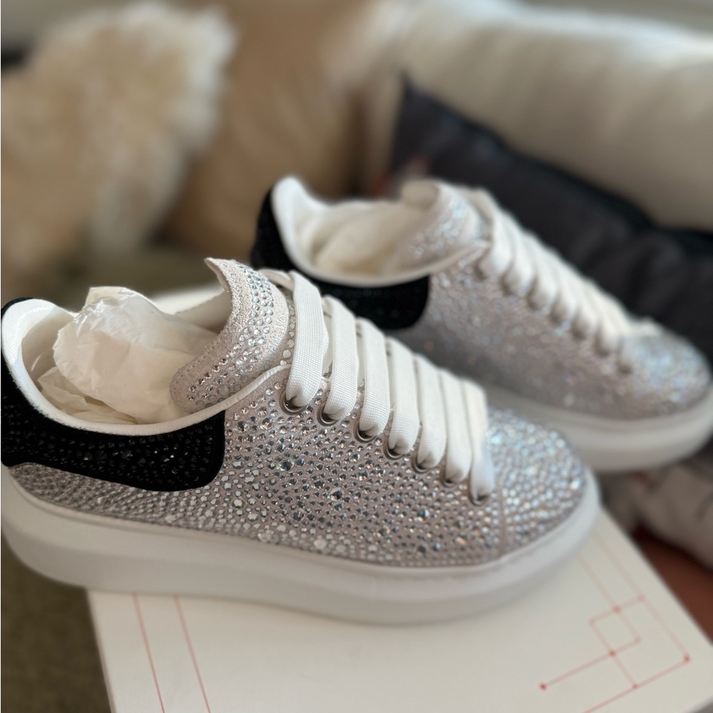 Alexander McQueen Silver and Black Women's Sneakers
